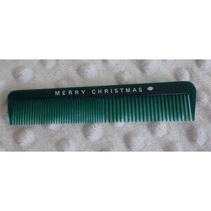 Vintage Pocket Comb Merry Christmas Green Hair Grooming Tool Santa Visits Promo